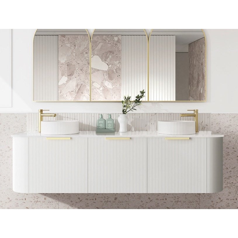 OTTI BONDI MATTE WHITE 1800MM CURVE DOUBLE BOWL WALL HUNG VANITY