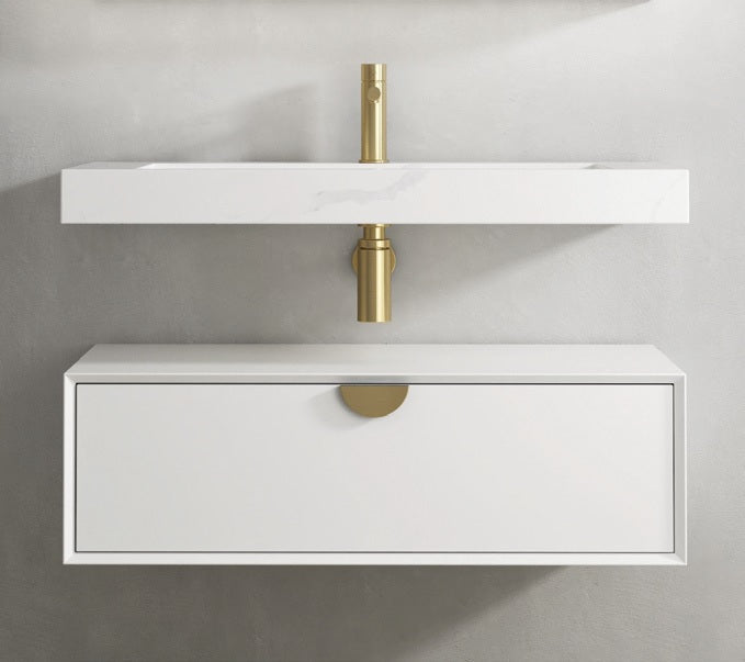 OTTI MOONLIGHT WALL HUNG CABINET AND BASIN WHITE 900MM