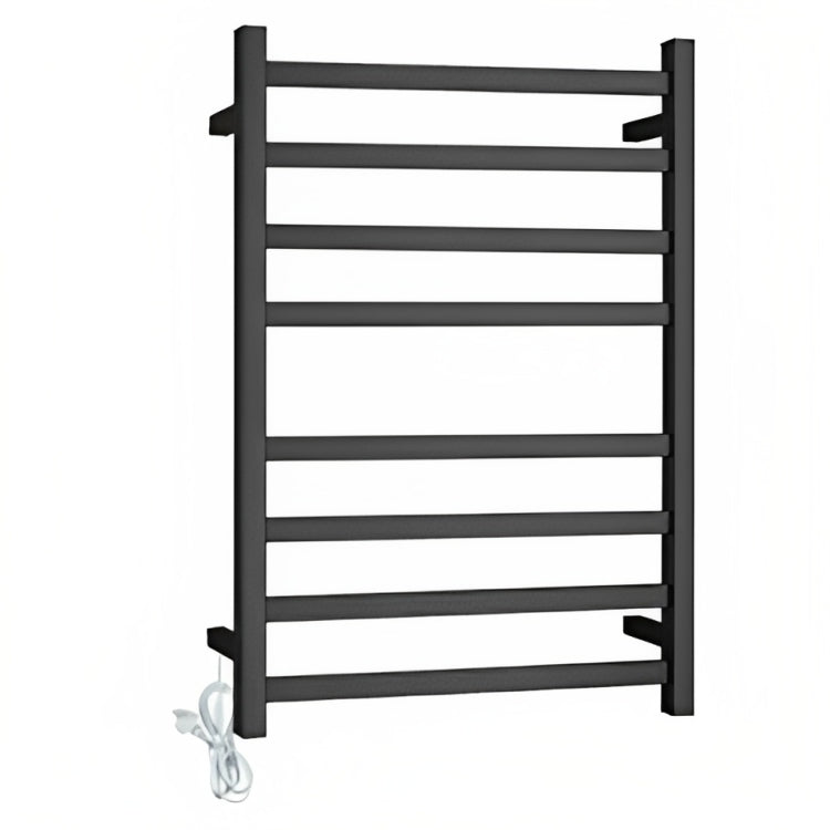 INSPIRE HEATED TOWEL RAIL 8 BAR SQUARE MATTE BLACK