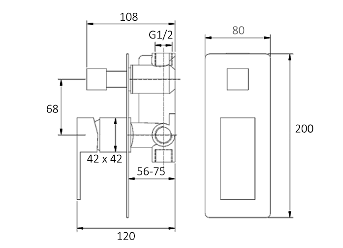 INSPIRE TARAN WALL DIVERTER MIXER MATTE BLACK