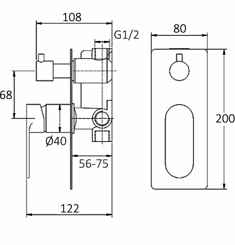 INSPIRE VETTO DIVERTER MIXER MATTE BLACK