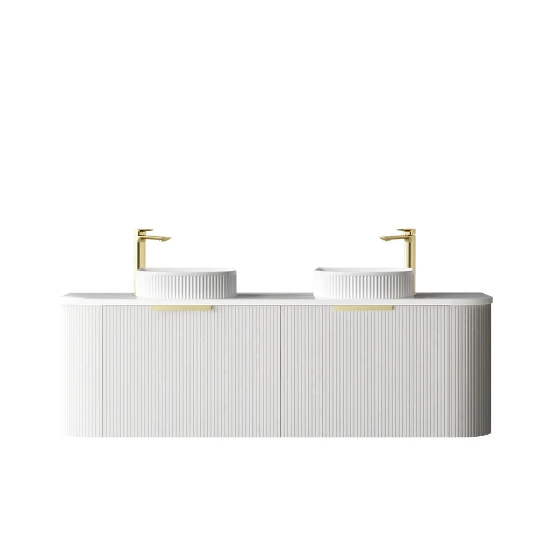 OTTI BONDI MATTE WHITE 1500MM CURVE DOUBLE BOWL WALL HUNG VANITY