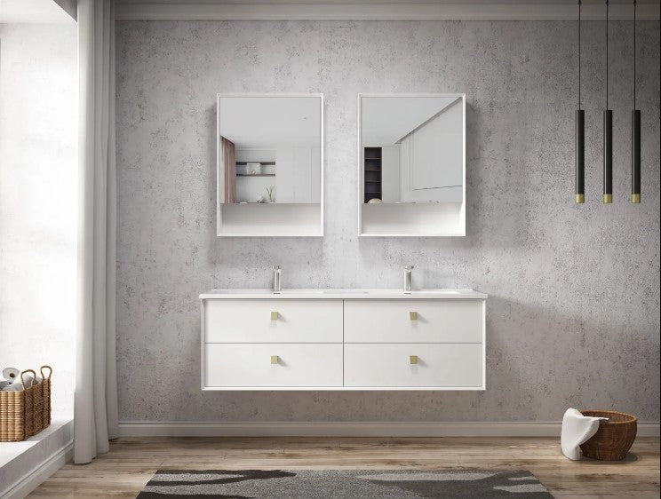 OTTI BOSTON MATTE WHITE 1500MM DOUBLE BOWL WALL HUNG VANITY