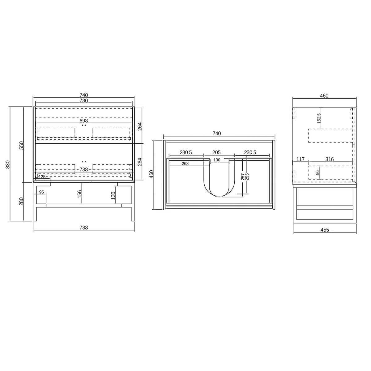 OTTI BOSTON MATTE WHITE 750MM WALL HUNG VANITY