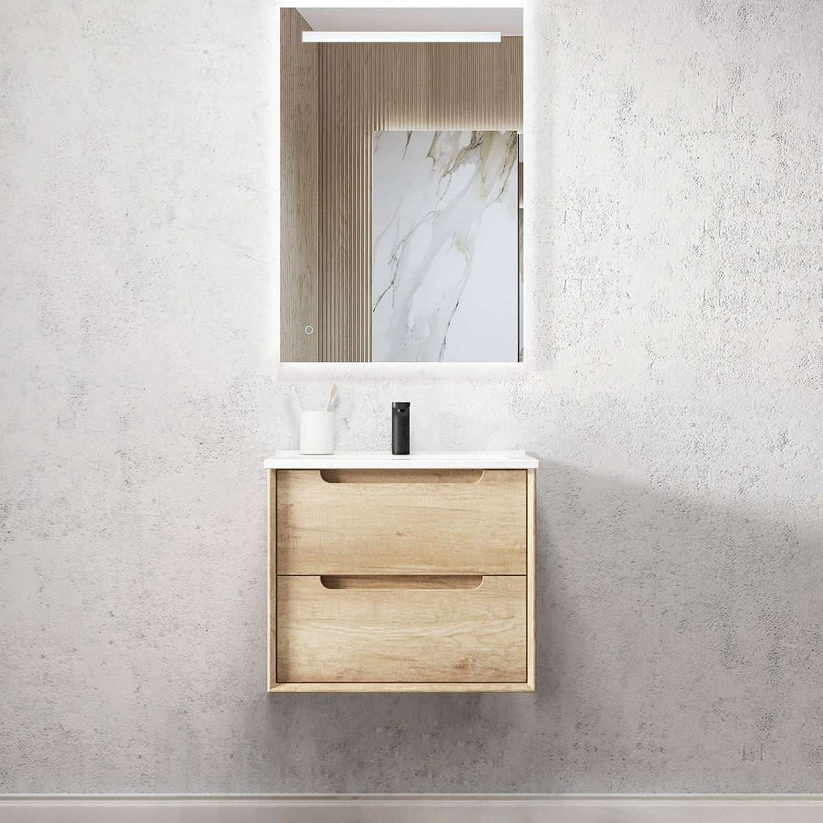 OTTI BYRON NATURAL OAK 600MM WALL HUNG VANITY