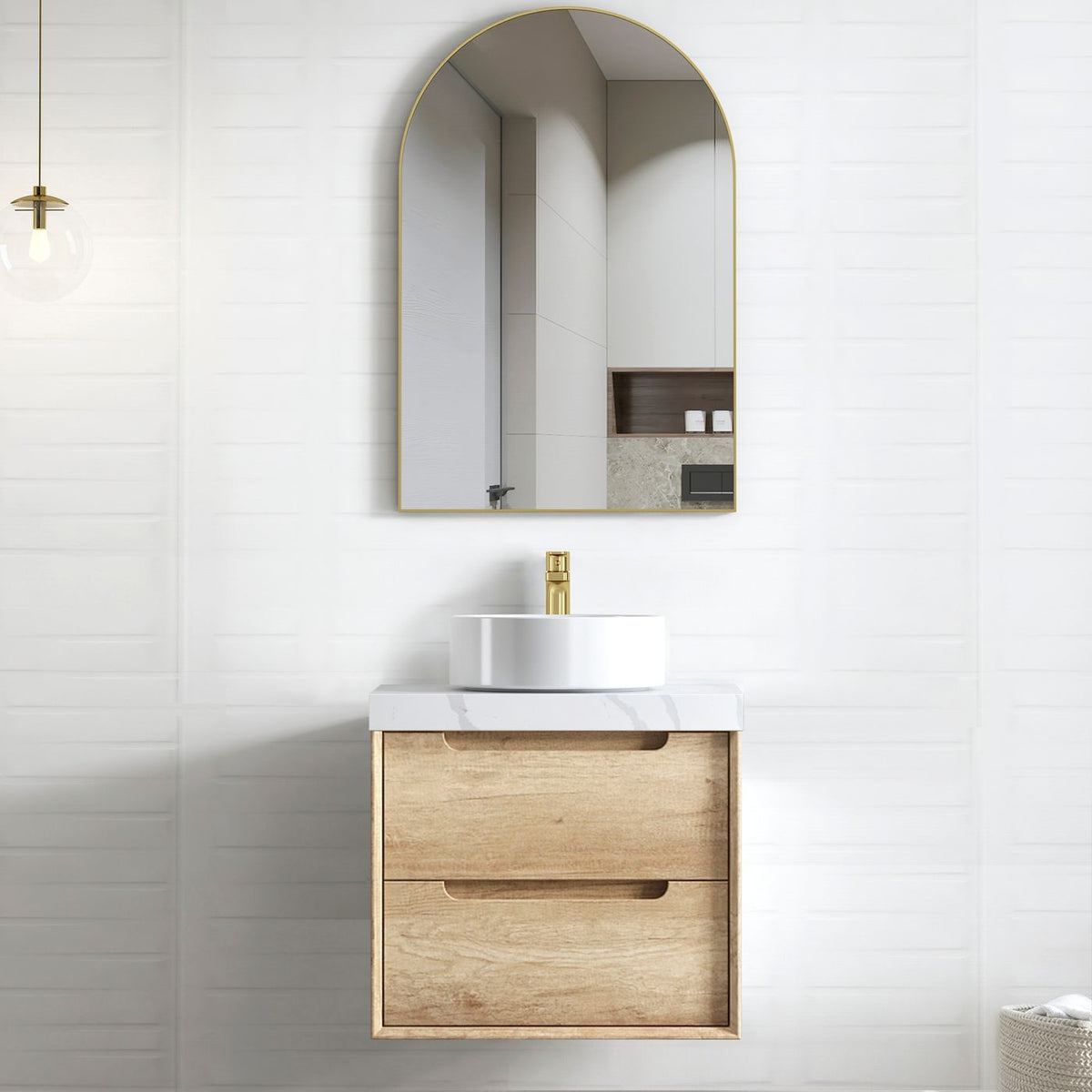 OTTI BYRON NATURAL OAK 600MM WALL HUNG VANITY