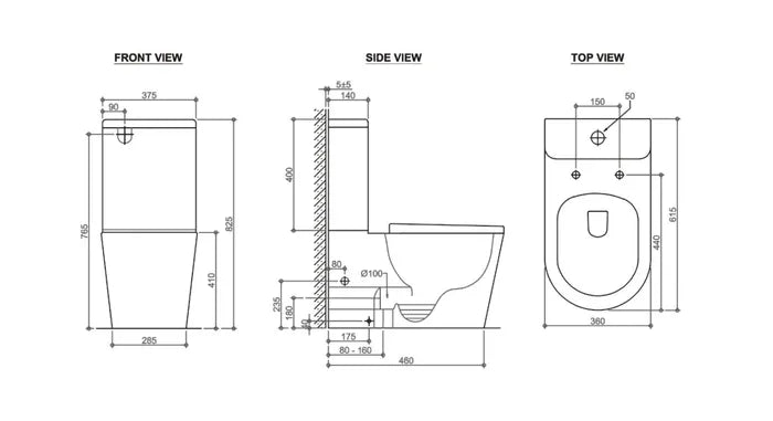 INSPIRE OASIS RIMLESS TOILET SUITE MATTE BLACK