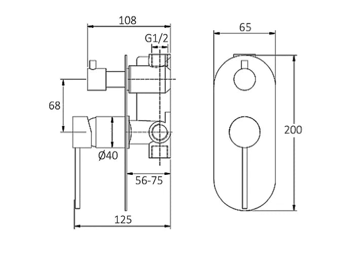 INSPIRE ROUL WALL DIVERTER MIXER MATTE BLACK