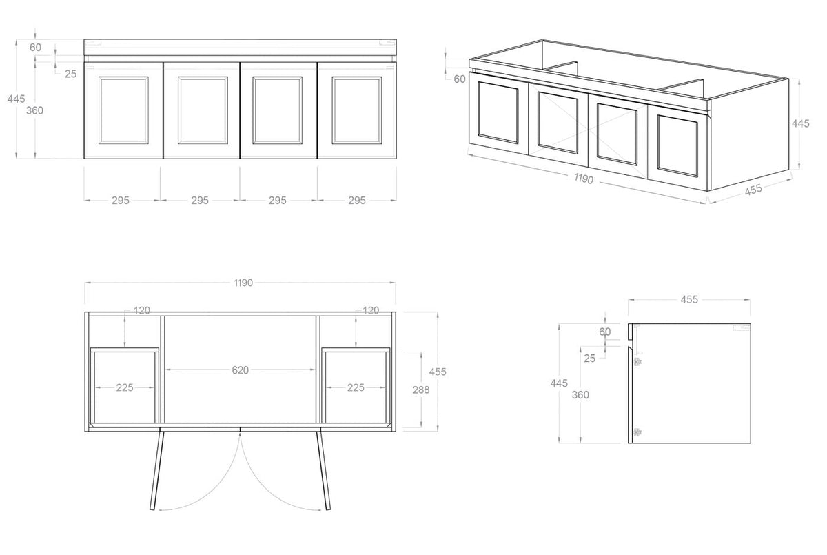 OTTI HAMPTON MARK II MATTE GREY 1200MM WALL HUNG VANITY