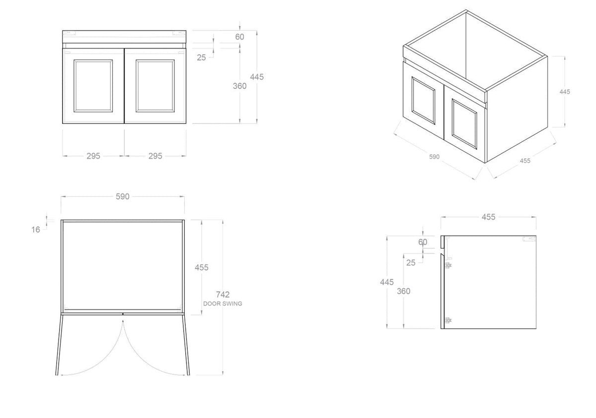 OTTI HAMPTON MARK II MATTE WHITE 600MM WALL HUNG VANITY