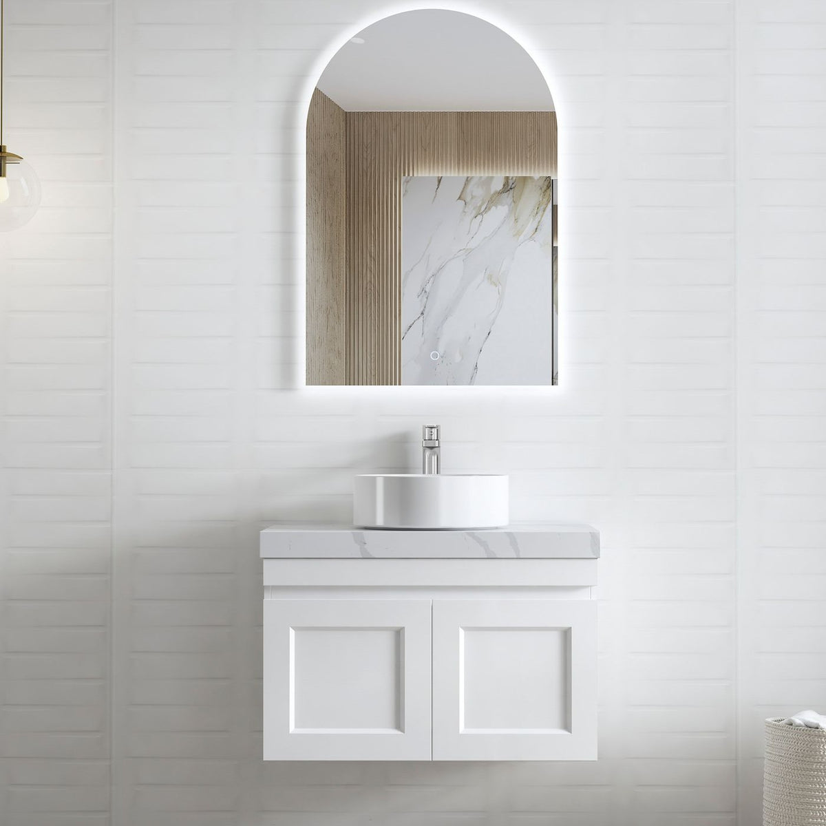 OTTI HAMPTON MARK II MATTE WHITE 750MM WALL HUNG VANITY