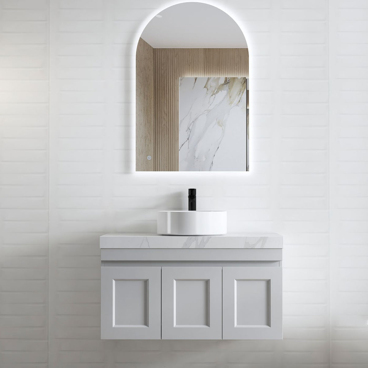 OTTI HAMPTON MARK II MATTE GREY 900MM WALL HUNG VANITY