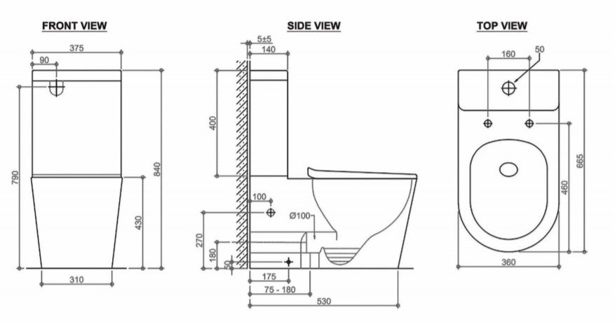 INSPIRE FEANZA TORNADO TOILET SUITE GLOSS BLACK