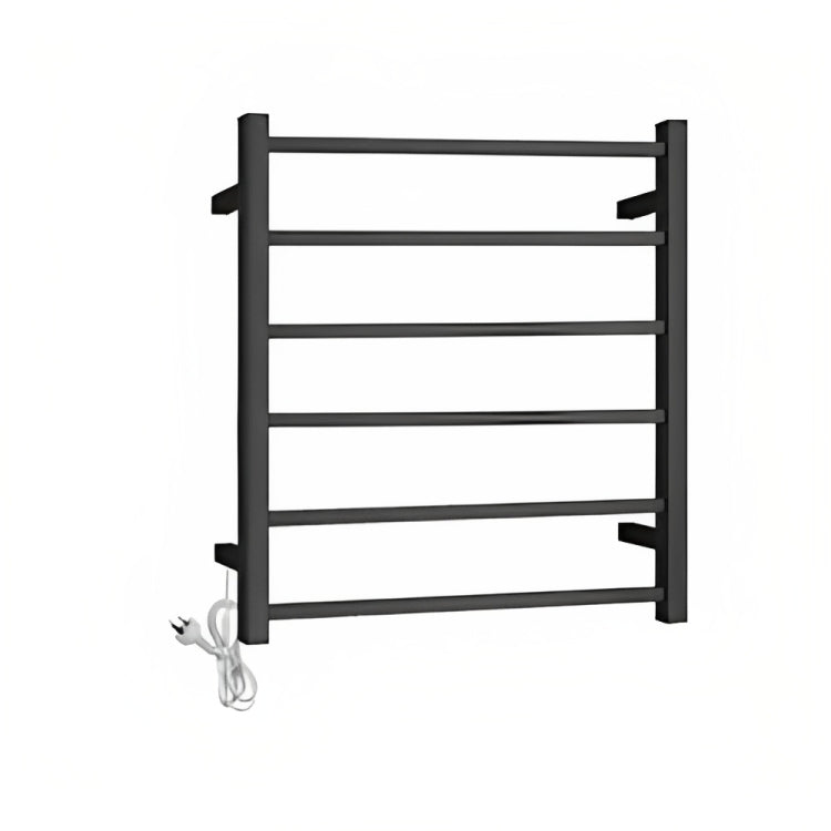 INSPIRE HEATED TOWEL RAIL 6 BAR SQUARE MATTE BLACK