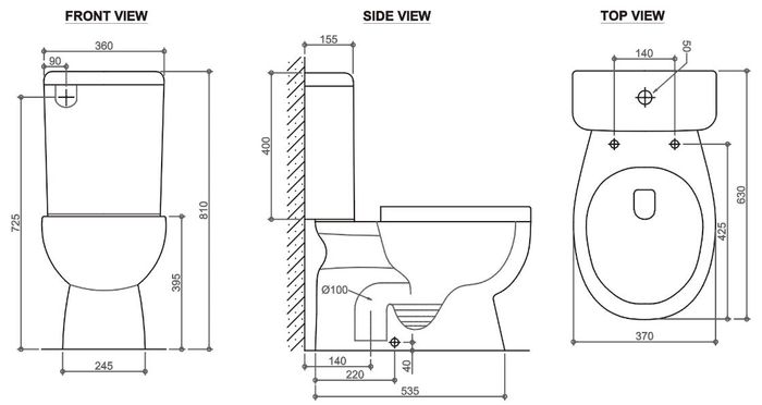 INSPIRE MASSA TOILET SUITE S-TRAP GLOSS WHITE