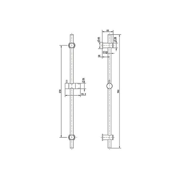 INSPIRE PAVIA SHOWER RAIL BRUSHED NICKEL