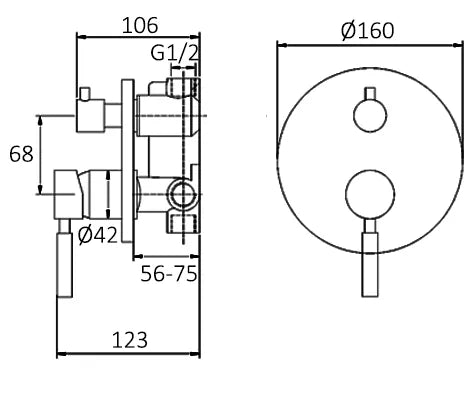 INSPIRE PAVIA WALL DIVERTER MIXER CHROME