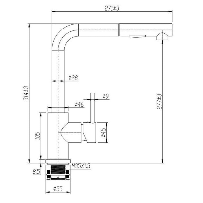 INSPIRE PULL OUT KITCHEN MIXER CHROME