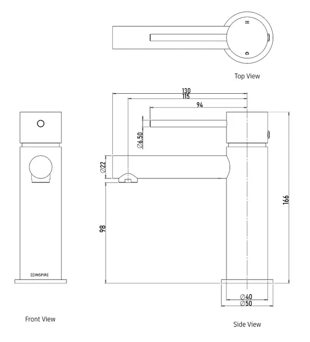 INSPIRE ROUL BASIN MIXER BRUSHED GOLD