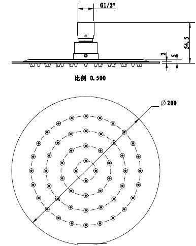 INSPIRE STAINLESS SHOWER HEAD ROUND 200MM BLACK