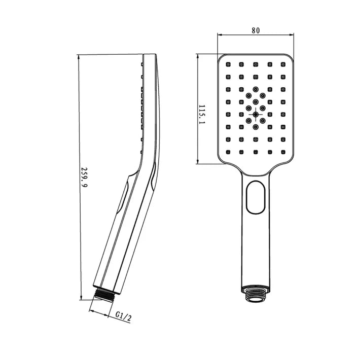 INSPIRE TARAN SHOWER DUAL HOSE SQ BLACK