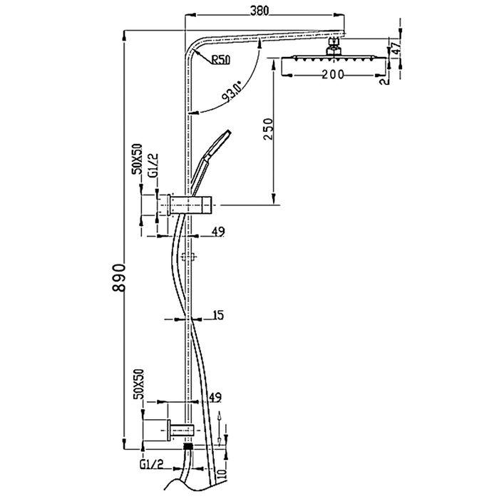 INSPIRE TWIN SHOWER ON RAIL SQUARE GUN METAL