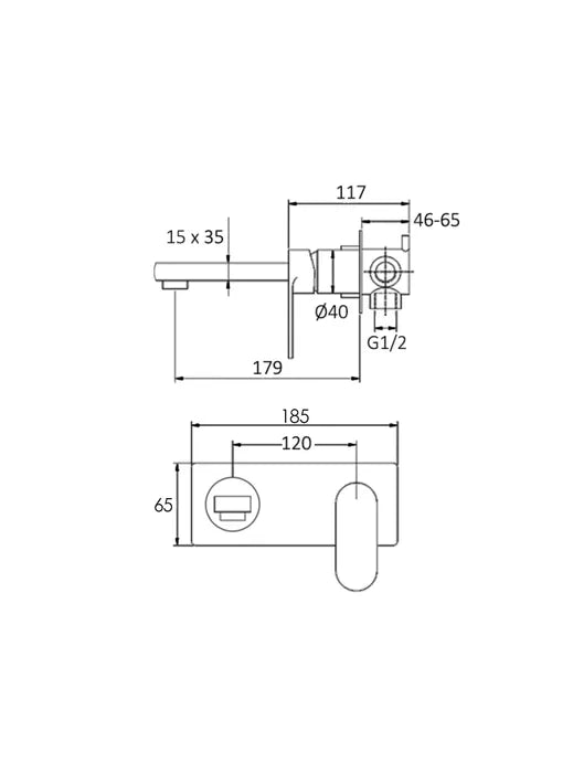 INSPIRE VETTO WALL BASIN MIXER BRUSHED NICKEL