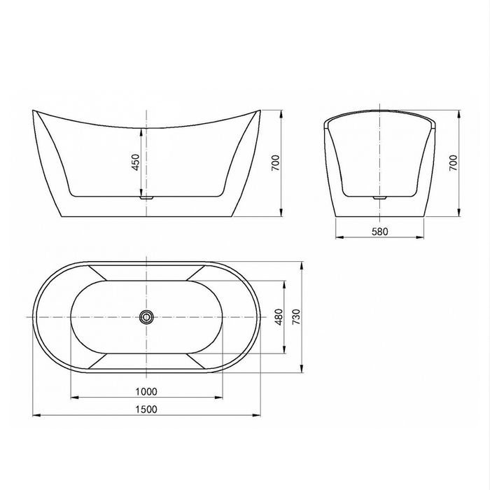 INSPIRE VIVA HIGH BACK FREESTANDING BATHTUB GLOSS WHITE (AVAILABLE IN 1500MM AND 1700MM)