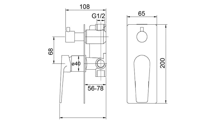 INSPIRE ZEVIO WALL DIVERTER MIXER BRUSHED NICKEL