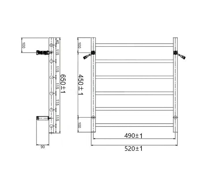 INSPIRE HEATED TOWEL RAIL 6 BAR ROUND GUN METAL