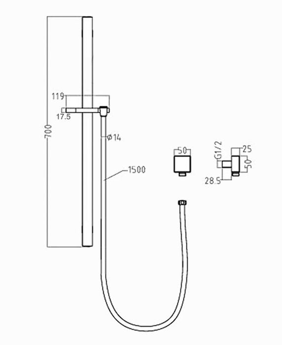 INSPIRE TARAN SHOWER RAIL CHROME