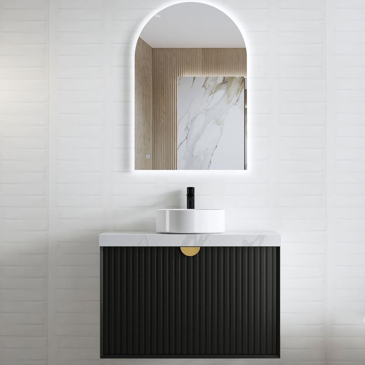 OTTI MARLO MATTE BLACK 900MM WALL HUNG VANITY