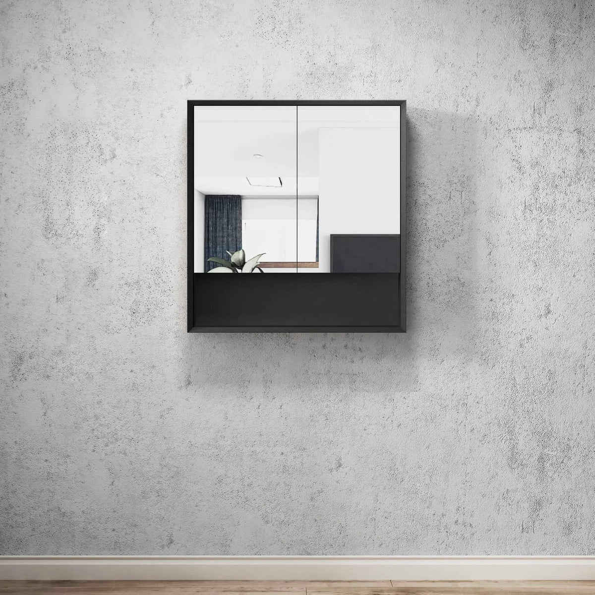 OTTI MARLO MATTE BLACK WALL HUNG SHAVING CABINET 750MM