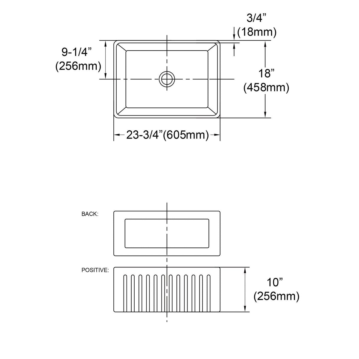 OTTI HAMPSHIRE BUTLER SINK 610MM