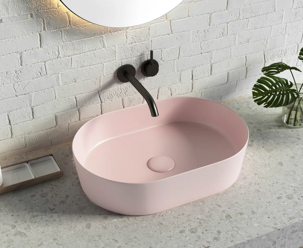 OTTI QUAY OVAL BASIN MATTE PINK 500MM