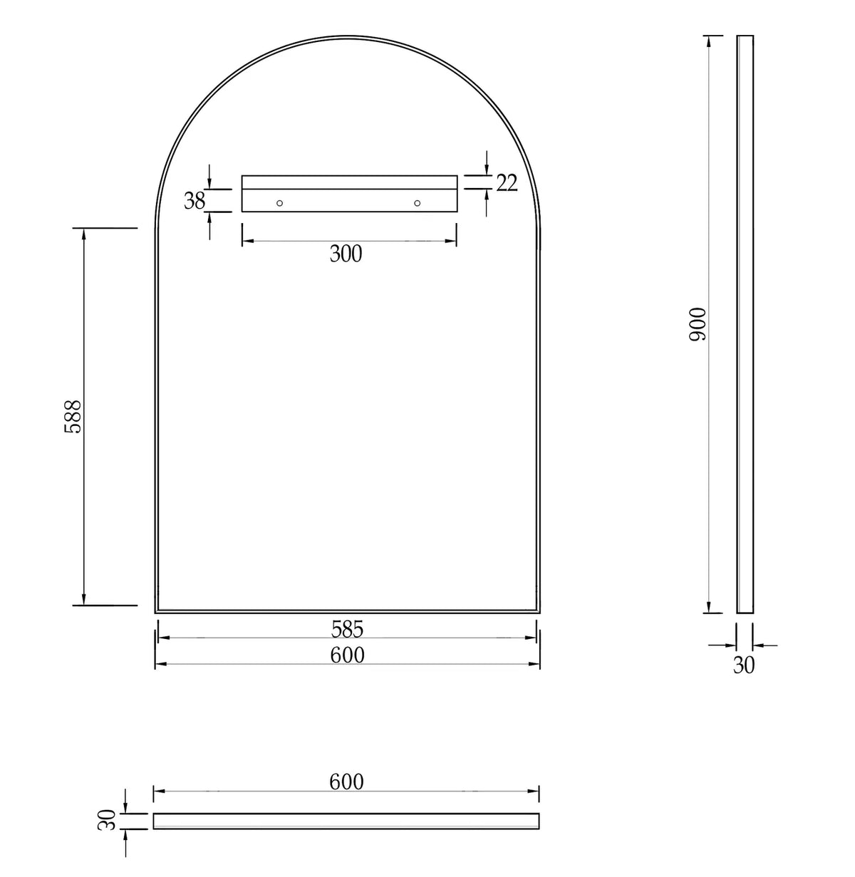 OTTI ARCHIE METAL FRAME MIRROR GOLD 900MM