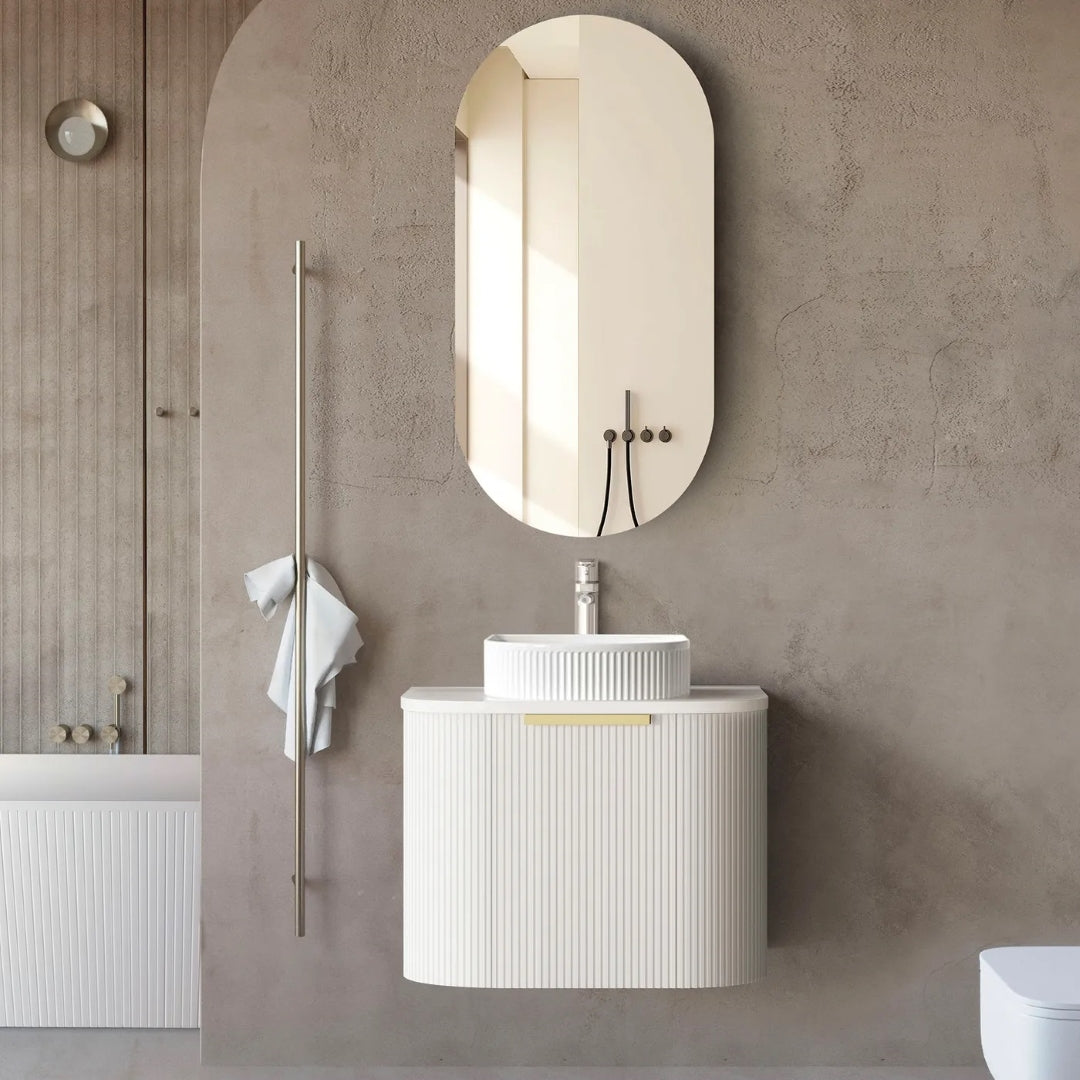 OTTI BONDI MATTE WHITE 600MM CURVE WALL HUNG VANITY