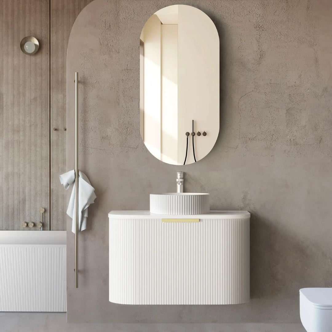 OTTI BONDI MATTE WHITE 750MM CURVE WALL HUNG VANITY