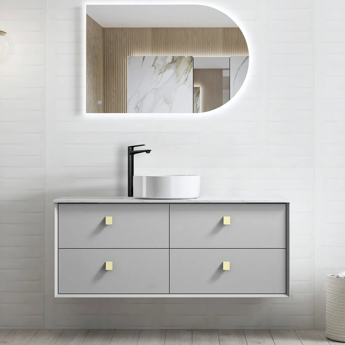 OTTI BOSTON LIGHT GREY 1200MM WALL HUNG VANITY