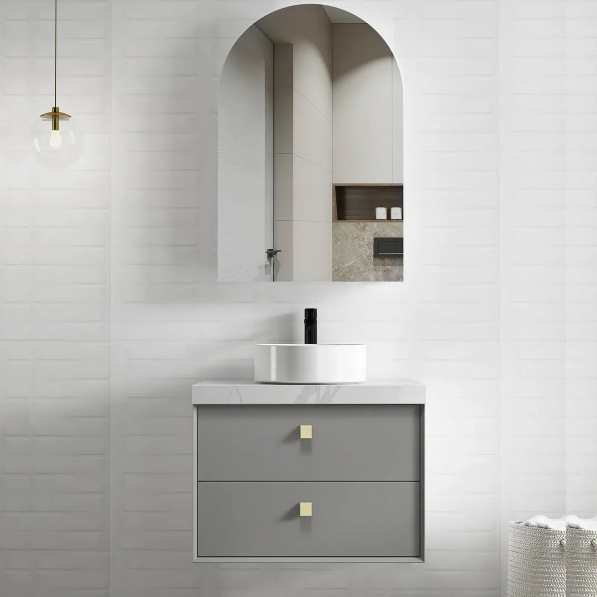 OTTI BOSTON LIGHT GREY 750MM WALL HUNG VANITY