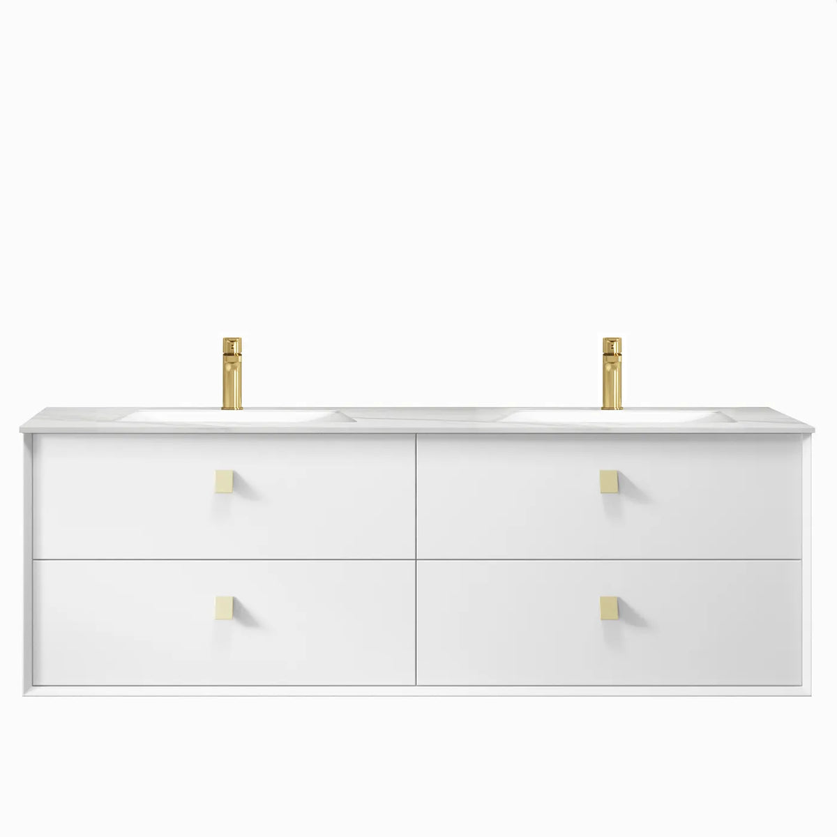 OTTI BOSTON MATTE WHITE 1500MM DOUBLE BOWL WALL HUNG VANITY