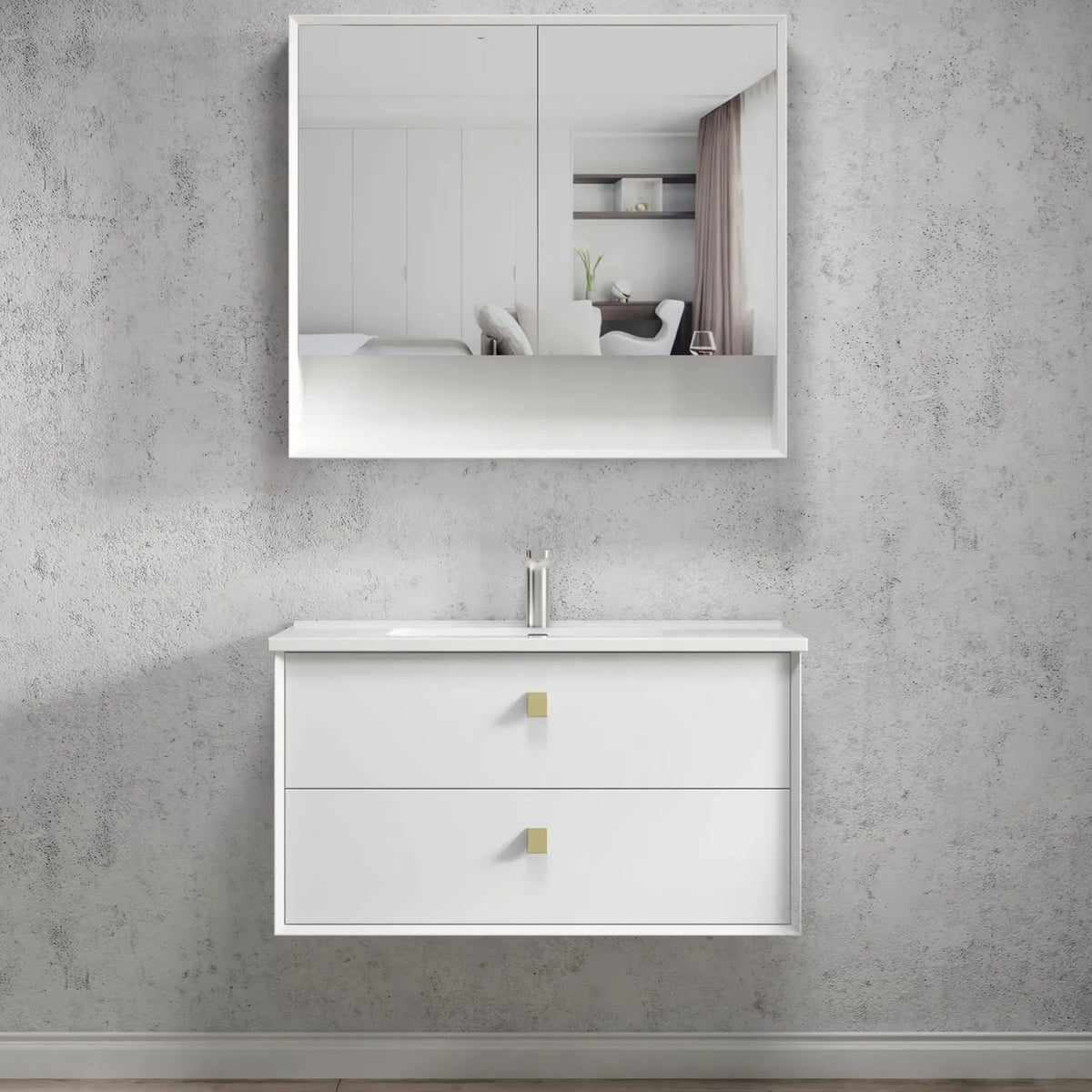 OTTI BOSTON MATTE WHITE 900MM WALL HUNG VANITY