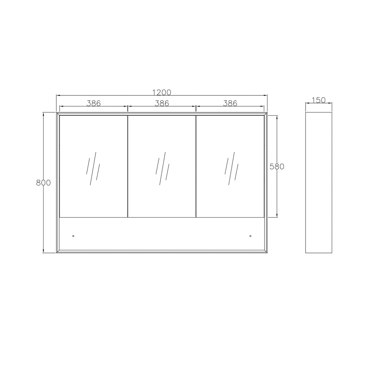 OTTI BOSTON MATTE WHITE WALL HUNG SHAVING CABINET 1200MM