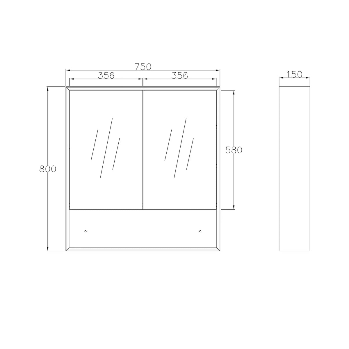 OTTI BOSTON MATTE WHITE WALL HUNG SHAVING CABINET 750MM