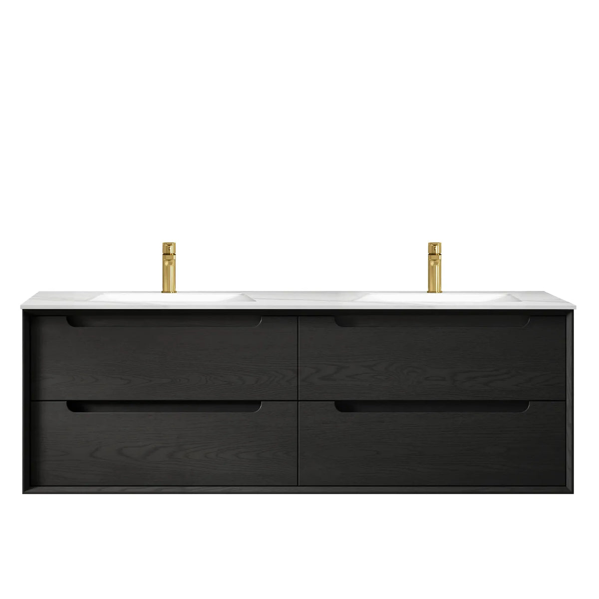 OTTI BYRON BLACK OAK 1500MM DOUBLE BOWL WALL HUNG VANITY