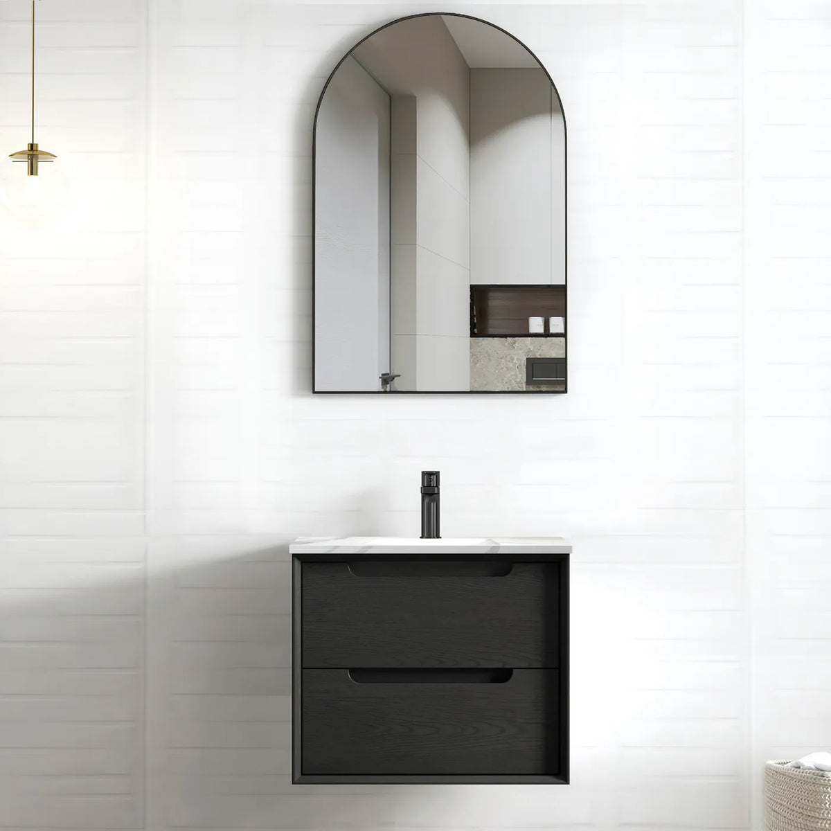 OTTI BYRON BLACK OAK 600MM WALL HUNG VANITY