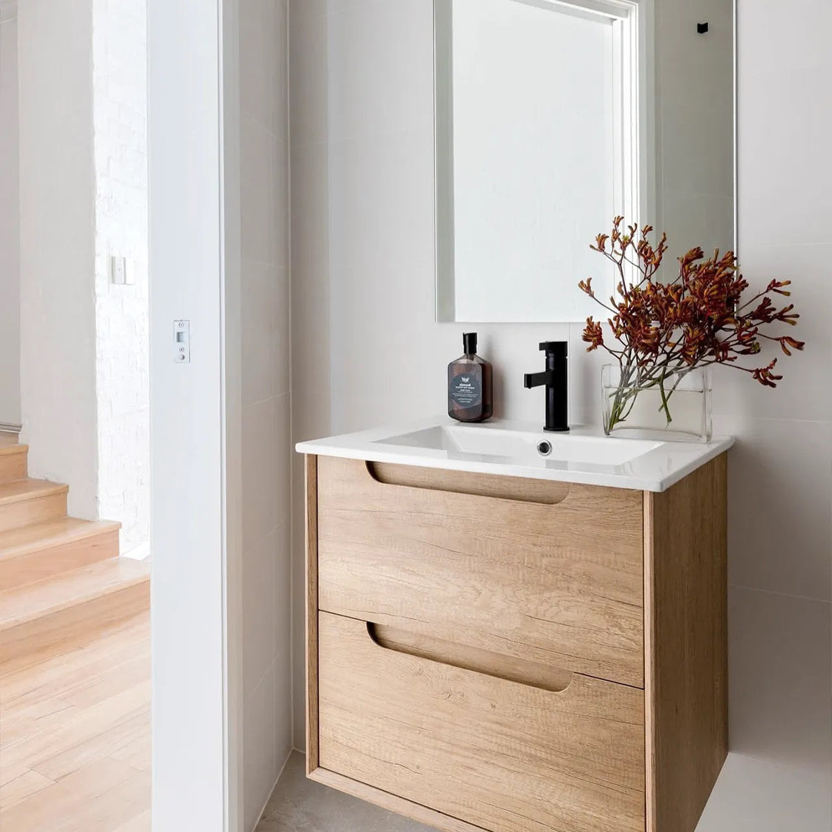 OTTI BYRON NATURAL OAK 600MM WALL HUNG VANITY