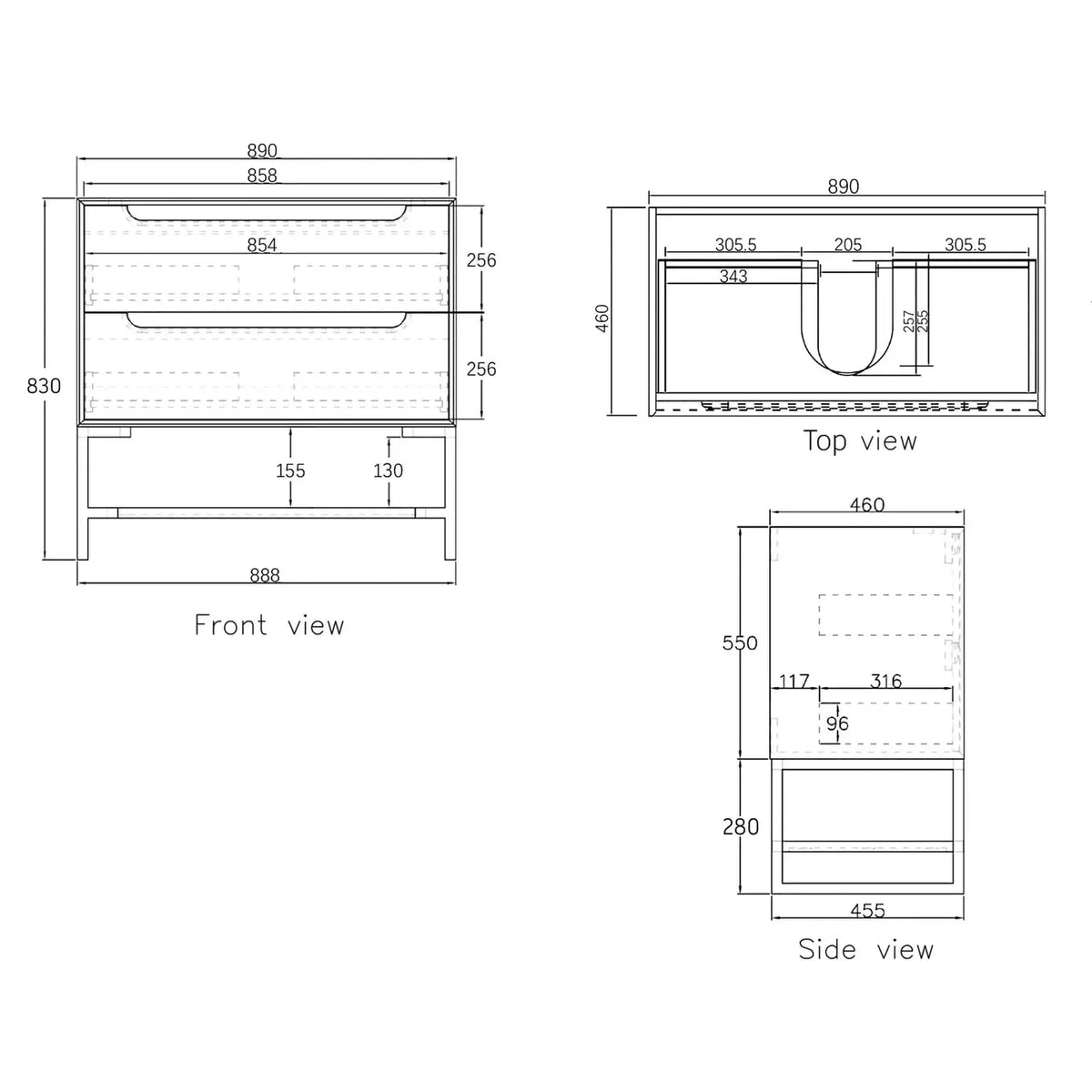 OTTI BYRON NATURAL OAK 900MM FLOOR STANDING VANITY