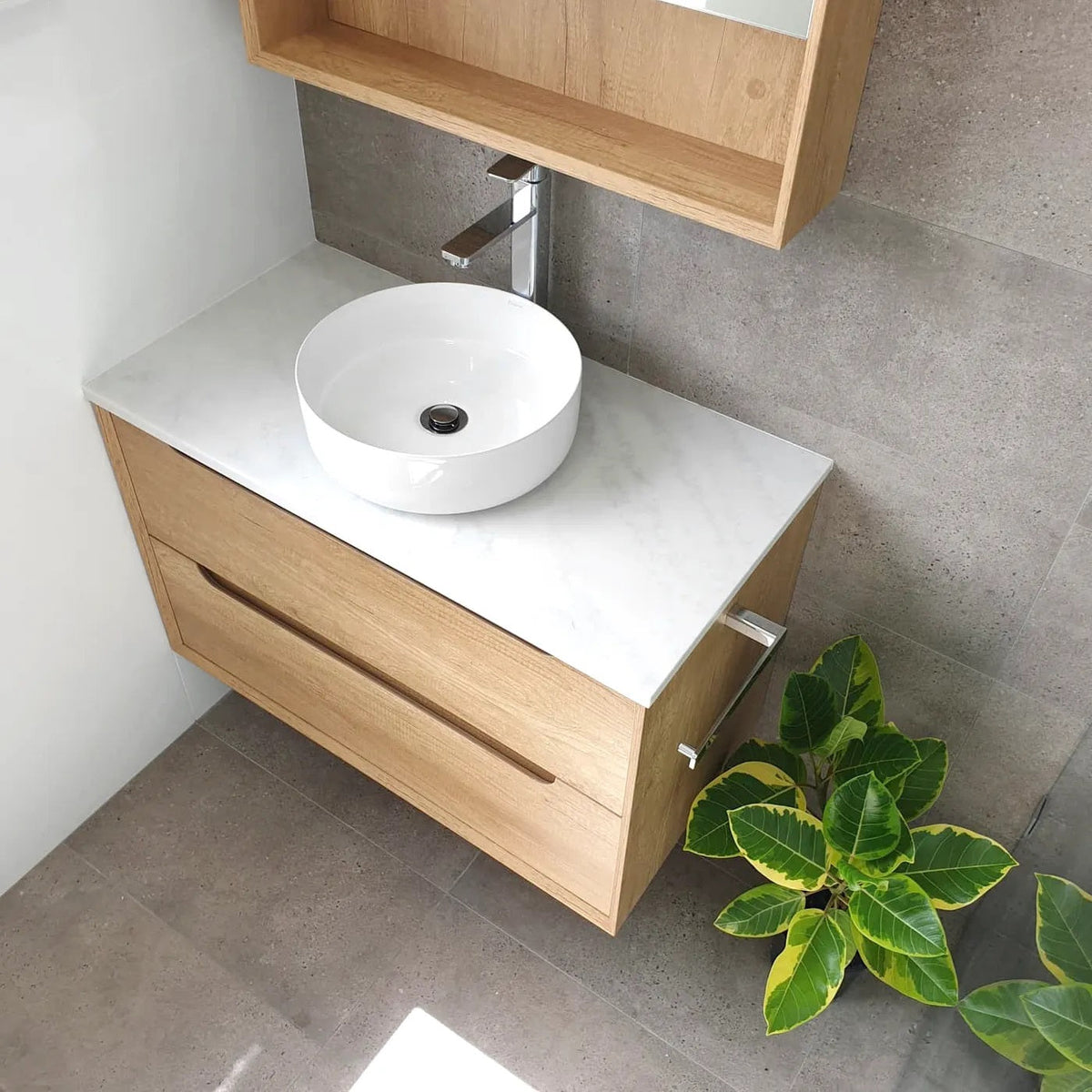 OTTI BYRON NATURAL OAK 900MM WALL HUNG VANITY