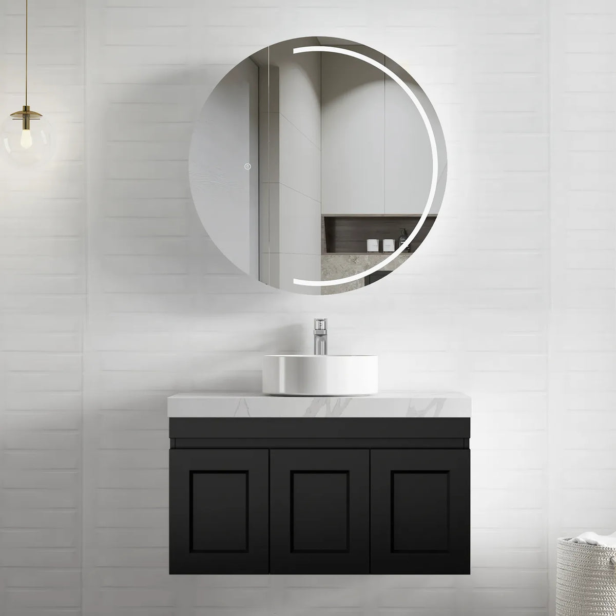 OTTI HAMPTON MARK II MATTE BLACK 900MM WALL HUNG VANITY